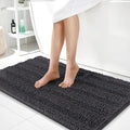 OLANLY Thick Large Bathroom Rugs 40x24, Extra Soft Absorbent Chenille Striped Bath Rugs, Rubber Backing, Machine Wash, Bath Mats for Bathroom Floor, Tub and Shower, Home Decor Accessories, Dark Grey