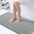 OLANLY Large Bathroom Rugs 40x24, Extra Soft Absorbent Chenille Bath Rugs, Rubber Backing Quick Dry, Machine Washable Bath Mats for Bathroom Floor, Tub and Shower, Home Decor Accessories, Light Grey