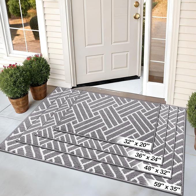 OLANLY Large Indoor Door Mat, 59x35 Inch, Dirt Resistant and Absorbent, Non-Slip Rubber Backing Floor Mats, Easy Clean Low-Profile Doormat for Entryway, Front Door, and Inside Entrance, Grey