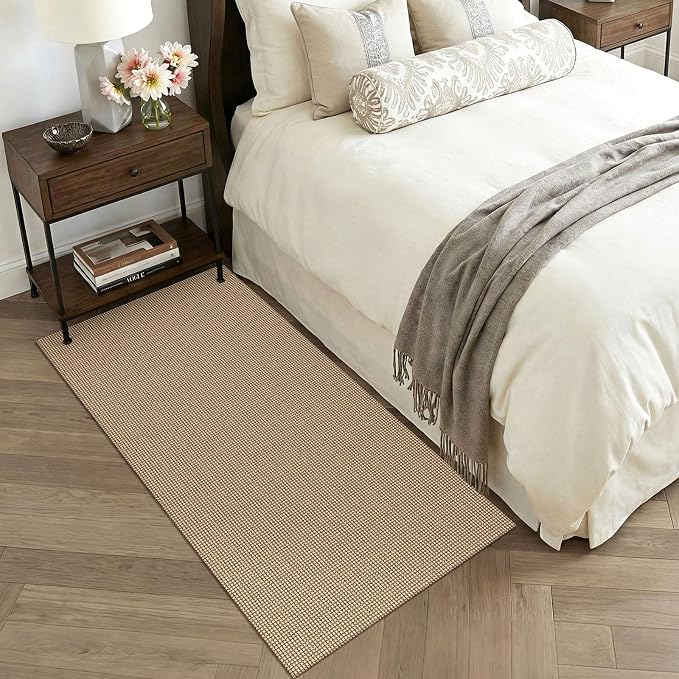 KOZYFLY 3x6 Washable Runner Rug, Non Slip Wide Runners for Hallway, Woven Large Entryway Runners, Braided Floor Carpet Runner for Entry, Kitchen, Bedside, Hall, Orange Beige/Tan/Brown