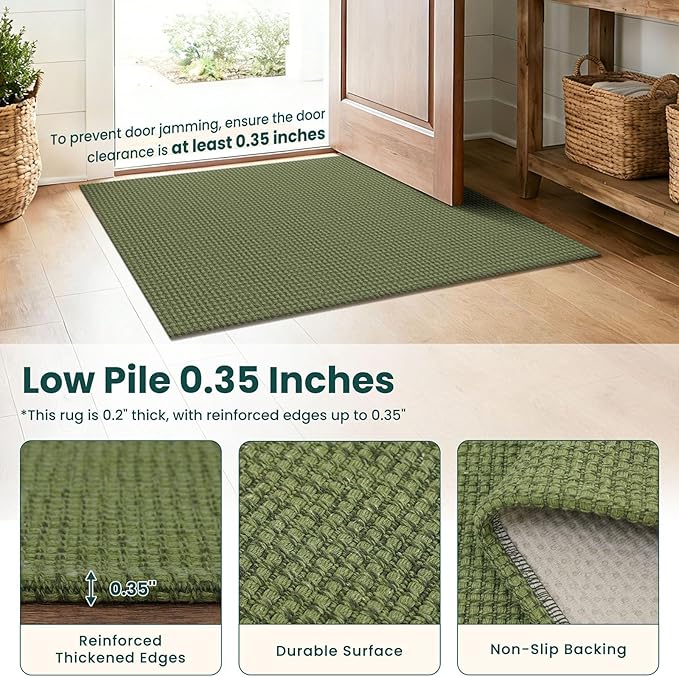 KOZYFLY Braided 2.5'x18' Runners Rugs for Hallway, Extra Long Washable Runner Rug, Woven Non Slip Kitchen Runner, Cotton Entryway Rug, Floor Carpet for Entry, Aisle, Hall, Olive Green/Earthy Green