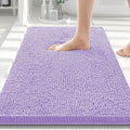 Smiry Luxury Chenille Bathroom Rugs 30x20, Extra Soft and Absorbent Shaggy Bath Mat, Machine Washable, Non-Slip Plush Carpet Runner for Tub, Shower, and Floor, Home Decor Accessories, Purple