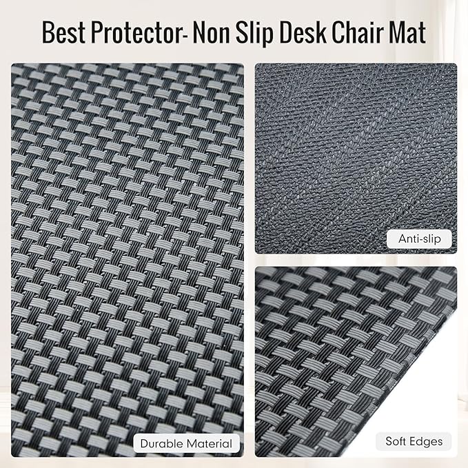 Office Chair Mat for Hard Floors,48"x55" Anti-Slip Waterproof Hardwood Floor Chair Mat,Heavy Duty Floor Protector Rolling Chairs for Home Office(Grey)
