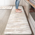 KIMODE Kitchen Mats Cushioned Anti Fatigue, Abstract Farmhouse Kitchen Rugs Sets of 2, Non Slip Kitchen Mats for Floor, Padded Kitchen Floor Mat for Sink Laundry Office Light Brown Multi