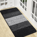 Kitinjoy Indoor Outdoor Door Mat, 47x17 Non-Slip Absorbent Dirt Trapper, Low-Profile Washable Inside Entrance Front Floor Mat, Sturdy Soft Entry Doormats for Entryway, Black