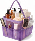 Mesh Shower Caddy Portable for College Dorm Room Essentials, Large Capacity Shower Caddy Dorm Bag with 9-Pockets, Quick-Dry Toiletry Organizer for Gym Beach Camping Travel Bathroom, Purple