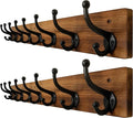 WEBI Rustic Coat Rack Wall Mount,35.43" Long 8 Cast Iron Coat Hooks Wall Mounted,Heavy Duty Wall Coat Hanger Hooks for Hanging Coats,Clothes,Brown,2 Packs