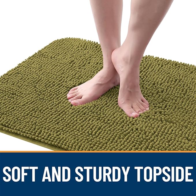 OLANLY Dog Door Mat for Muddy Paws 32x20, Absorbs Moisture and Dirt, Absorbent Non-Slip Washable Doormat, Quick Dry Chenille Mud Mat, Entry Indoor Entryway Carpet for Inside Floor, Willow Green
