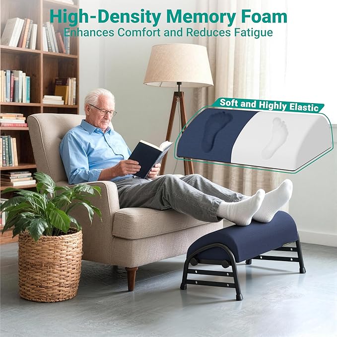 YEASHEIN Adjustable Foot Rest for Under Desk at Work, Ergonomic Foot Stools with 7 Positions, Elevated Cushion Under Desk Footrest with Metal Frame, Leg Rest Used for Home, Car, PC Gaming Accessories