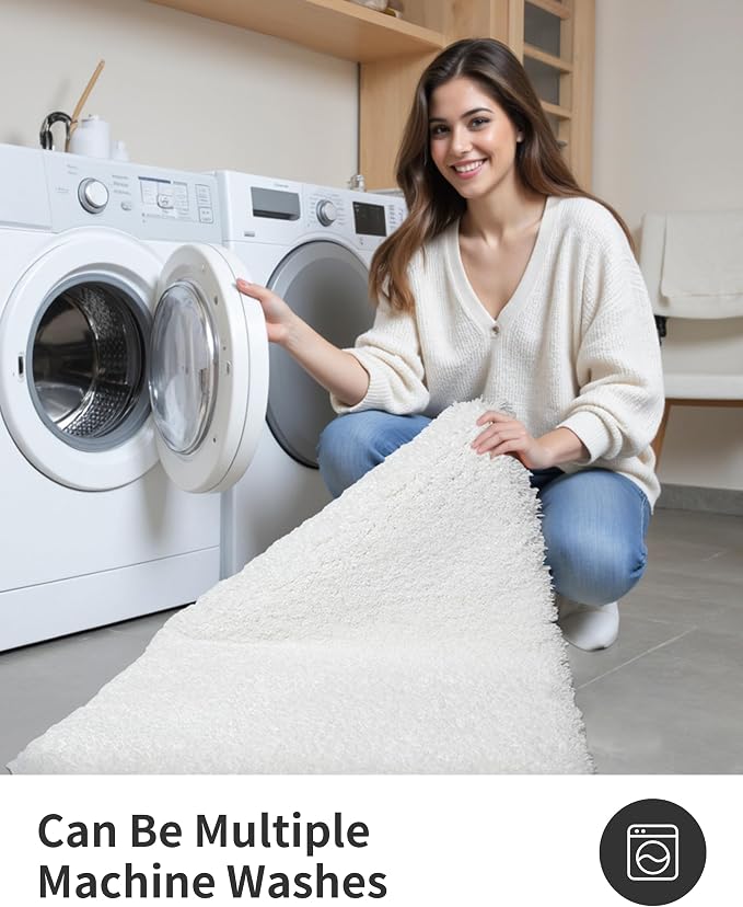 ILANGO White Christmas Bathroom Rugs 24" × 17" Non Slip & Super Absorbent Extra Thick Soft, Washable Bath Mat for Floor, Non Shedding Microfiber Plush Shaggy Bath Rug for Bathtub Shower Room Sink