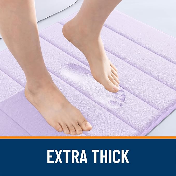 OLANLY Memory Foam Long Bathroom Rugs Runner 47x17, Super Soft Absorbent Bath Mat, Quick Dry, Machine Washable Shower Floor Rugs, Bathmat Carpet, Bathroom Home Decor Accessories, Lavender