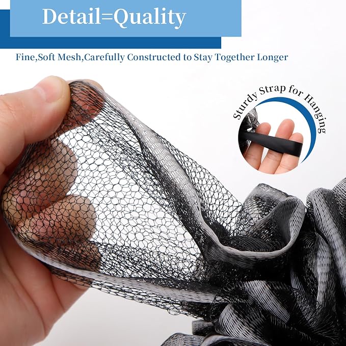 FARMOGA Bath Loofah Sponge Back Scrubber Shower Sponge Soft Mesh Exfoliator Pouf Shower Ball Bath Sponges for Women and Men Bath Accessories