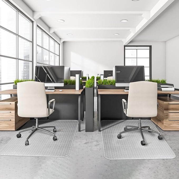 Office Chair Mat for Carpets, Clear Computer Desk Chair Mat for Low Carpeted Floors, Thick and Sturdy Carpet Protector, Easy Glide and Flat Without Curling (30" x 48" Rectangle)