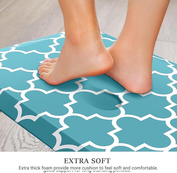 WISELIFE Anti Fatigue Floor Mat - 4/5 Inch Kitchen Mat Non Slip Waterproof Heavy Duty Ergonomic Comfort Mat Durable for Home, Office, Sink, Laundry,(17.3" x 39", Green)