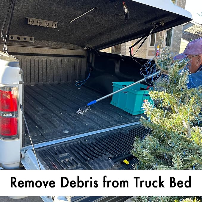 GRAB-IT 6 ft Truck Cargo Retriever | Heavy Duty Grabber Reach Tool - 110 Pound Pull | Includes Vehicle Debris and Snow Broom | Rust Resistant Aluminum and Stainless Steel (Pole, Hook & Broom)