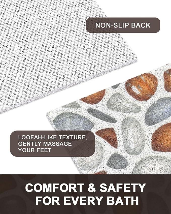 Large Shower Mat Non Slip: Anti Slip Shower Mats for Inside Shower, Soft PVC Loofah Shower Floor Mat, Extra Large Bath Mat for Shower, Tub, Bathroom, Floor, Kitchen, Home, Pool, Hotel, Quick Drying