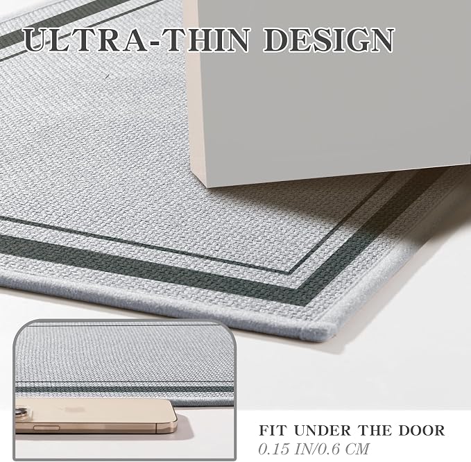 chakme 2 Piece Bathroom Rug Set, Ultra Thin Bath Mat,Absorbent, Non Slip, Machine Washable, Light Grey, 17"x24"+Toilet Mat