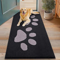 Smiry Dog Door Mat for Muddy Paws, Absorbs Moisture and Dirt, Low-Profile Entryway Mat with Non-Slip Backing, Entry Indoor Outdoor Doormat for Inside Floor (48x30 Inches, Black and Grey, Paw