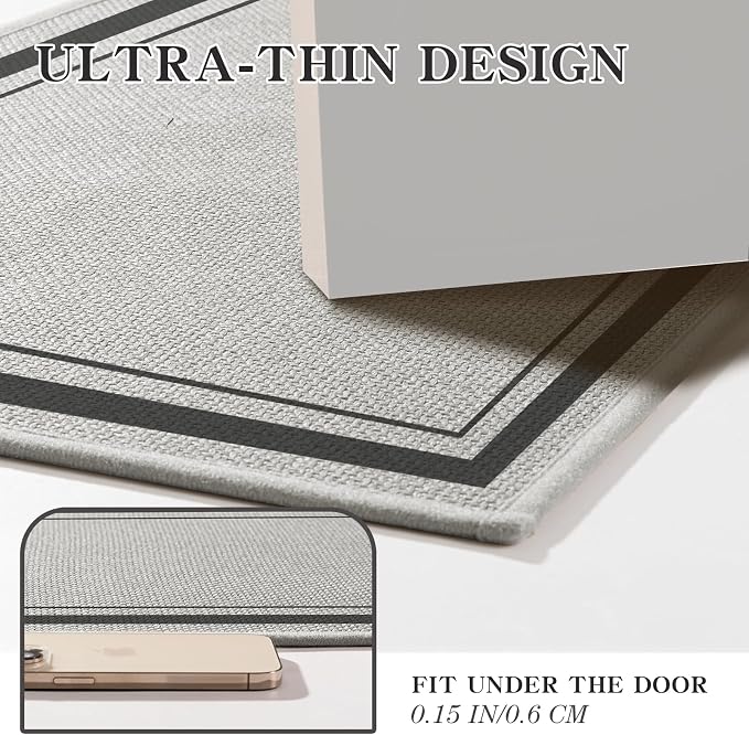 chakme Bathroom Rugs Mat 24x17, Ultra Thin Non Slip Bath Mat Small Quick Dry Absorbent Bath Mat for Bathroom Floor, (Dark Grey, 24"x17")