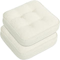 GOFORIT Memory Foam Cushion，Square Seat Cushions for Dining Chairs,Non-Slip Chair Pads with Removable Cover, 16'' x 16'', 2 Pack,Off White