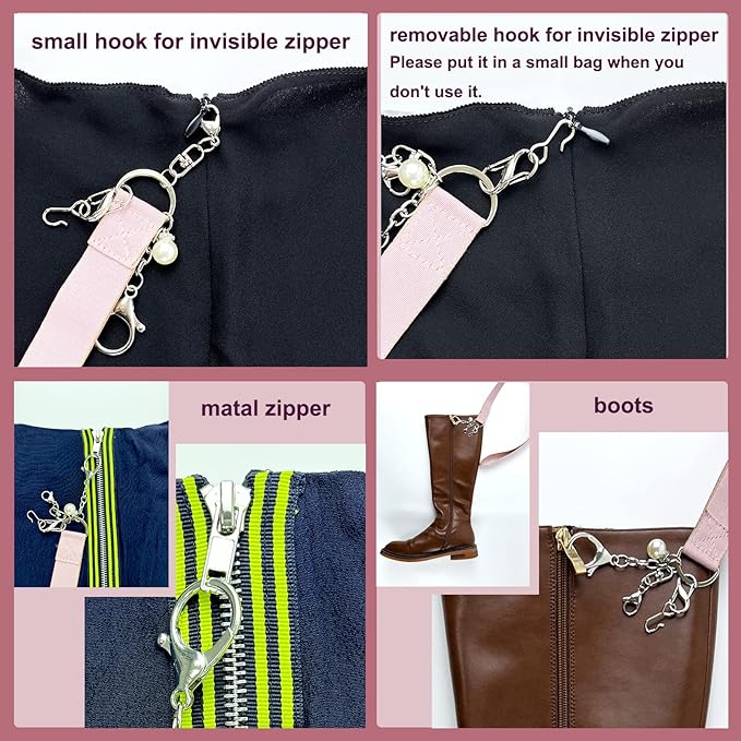 FYOURH Zipper Helper Pull for Dresses and Boots,Jumpsuits,Cosplay - Back Zipper Puller Helper for Elderly - Self Zipper Pull for Dress - Wine