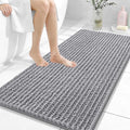 OLANLY Long Bathroom Rugs Runner 47x24, Thick Soft and Absorbent Chenille Bath Mat, Non-Slip, Machine Washable Quick Dry Bath Rugs for Tub Shower Floor, Home Decor Accessories, Grey