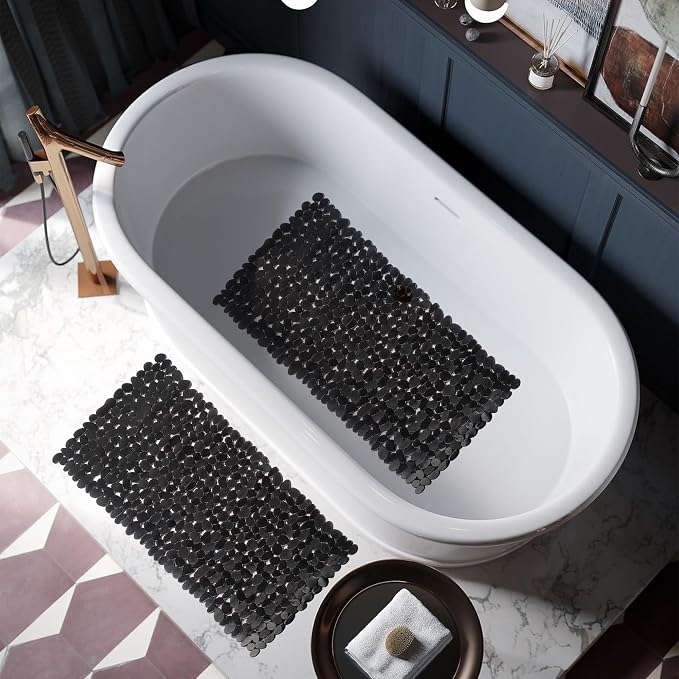Vannokor Bath Mats for Bathroom Tub 35x16 Inch,Bath Mat for Tub Feels Great on Tired Feet, Friendly Machine Washable Shower Tub Mats with 167 Big Suction Cups,Shower Mat,Bath Tub Mat,Black