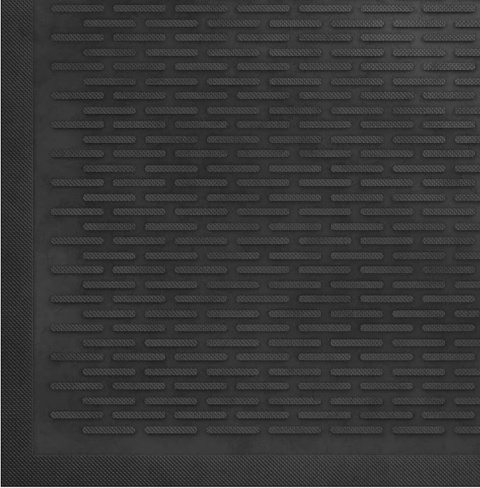 Ottomanson Waterproof Rubber Outdoor Doormat – Heavy-Duty Non-Slip Rubber Floor Mat with Ridge Scraper Pattern, All-Weather Front Door Entry Mat for Mud & Dirt Control – 24" x 36", Black