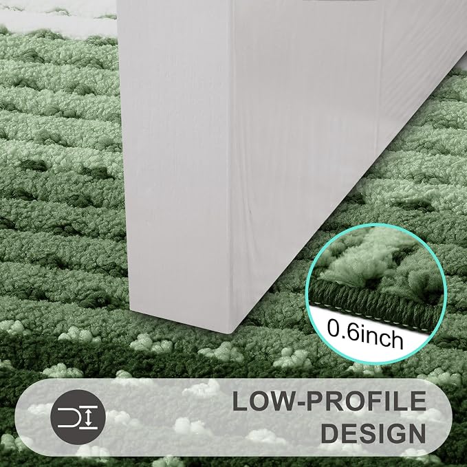 Kitinjoy Indoor Outdoor Door Mat, 48x32 Non-Slip Absorbent Dirt Trapper, Low-Profile Washable Inside Entrance Front Floor Mat, Sturdy Soft Entry Dotted Ombre Doormats for Entryway, Green