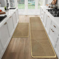 Kitchen Mat Set of 2 PCS, Anti Fatigue Kitchen Floor Mat, Kitchen Runner Cushioned Non Slip for Kichen, Office, Balcony, Yellow, 17" x 30"+17" x 59"