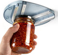 Mount-on Cabinet Jar Opener for Weak Hands,Seniors with Arthritis,Double U Shaped Grooves Grip Bottle Opener for Any Size Lid,304 Stainless Steel One-Handed Can Opener Tool for Home Assistance,Blue