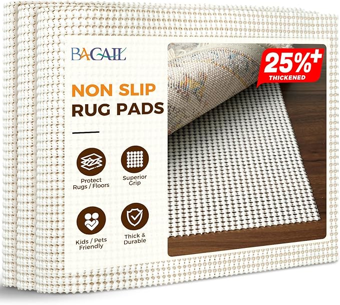 BAGAIL BASICS Round 4 FT Rug Pad Gripper for Hardwood Floors, Non Slip Rug Pads for Area Rugs, Extra Thick Under Rug Padding, Protect Your Rugs & Floors