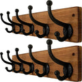 WEBI Rustic Coat Rack Wall Mount,5 Cast Iron Coat Hooks Wall Mounted,Heavy Duty Wall Coat Hanger Hooks for Hanging Coats,Clothes,Brown,2 Packs