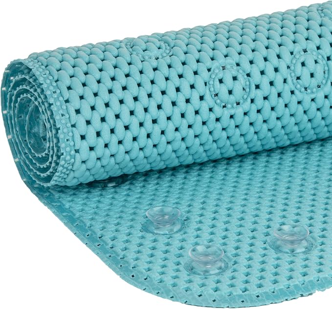 Duck Brand Softex Bath Mat for Tubs, Machine Washable, 17 x 36 Inches, Blue, Skid Resistant (393478)