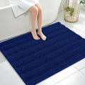 OLANLY Thick Large Bathroom Rugs 40x32, Extra Soft Absorbent Chenille Striped Bath Rugs, Rubber Backing, Machine Wash Dry, Bath Mats for Bathroom Floor, Tub and Shower, Home Decor Accessories, Navy