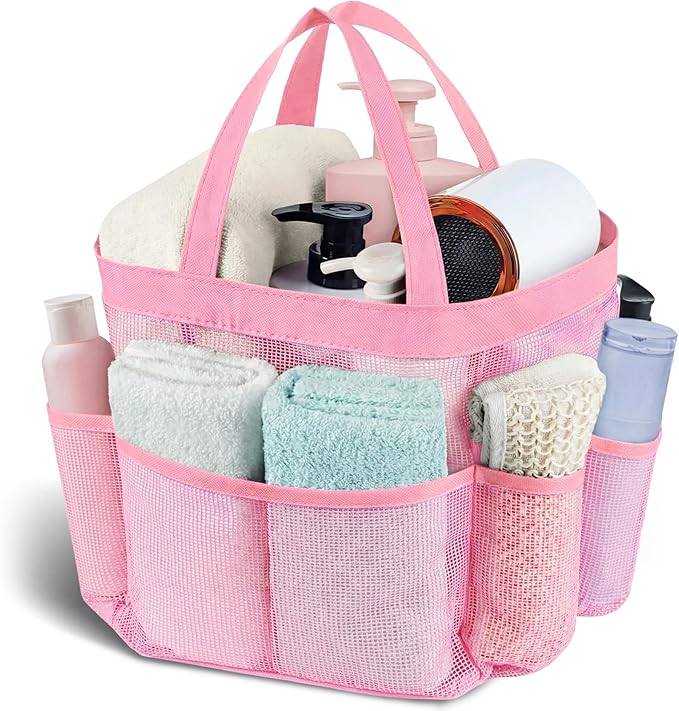 Attmu Mesh Shower Caddy Portable, Quick Dry Hanging Shower Tote Bag for College Dorm Room Essentials, Large Capacity Caddy Dorm for Bathroom Gym Swimming