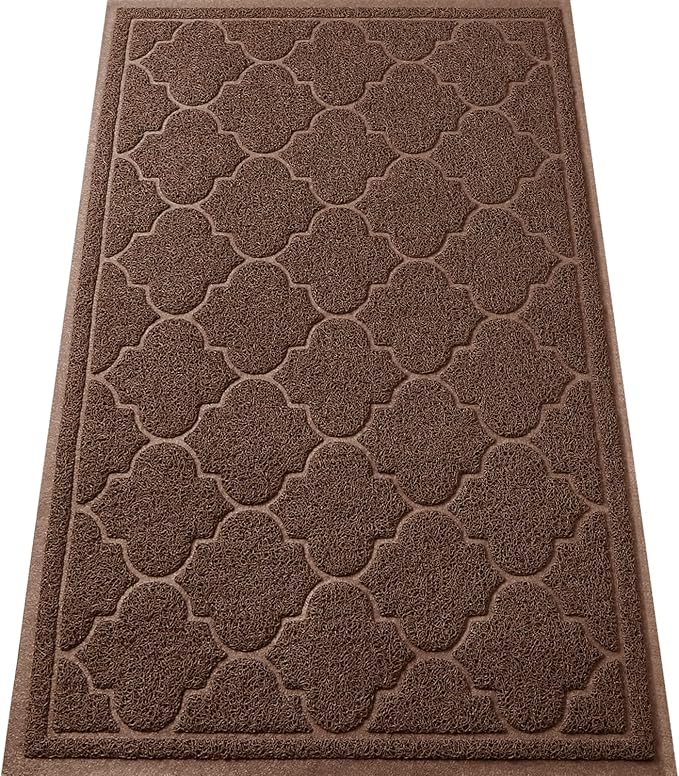 LuxStep Door Mat Large Indoor Outdoor Doormat, Non-Slip Low-Profile Design Front Door Welcome Mat for Entryway,Patio,Garage,High Traffic Areas,(Coffee, 17"x30")