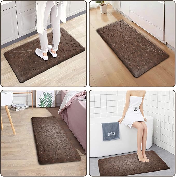 KMAT Kitchen Mat Cushioned Anti-Fatigue Floor Mat Waterproof Non-Slip Standing Mat Ergonomic Comfort Floor Mat Rug for Home,Office,Sink,Laundry,Desk 39"(L) x 20"(W),Brown
