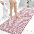 OLANLY Long Bathroom Rugs Runner 47x17, Thick Soft and Absorbent Chenille Bath Mat, Non-Slip, Machine Washable Quick Dry Bath Rugs for Tub Shower Floor, Home Decor Accessories, Dusty Rose