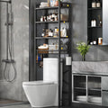 Over-The-Toilet Storage Rack, 4-Tier Bathroom Organizer Shelf Over Toilet with Adjustable Shelf and Basket, Freestanding Space Saver Bathroom Shelves Above Toilet for Room (Oak Gray)