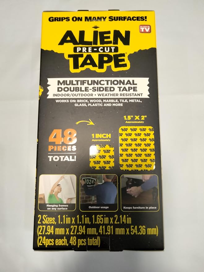 Alien Grip Rug Gripper Carpet Tape – 96 pcs, 1.5x2 and 1x1 in. Anti-Slip Hardwood, Tile Floor, No Damage - Double Sided Reusable, Non Slip Corner Rug Pads - As Seen on TV