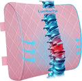 Lumbar Support Pillow for Office Chair Back Support Lumbar Pillow for Car, Gaming, Office Chair - Improve Sitting Posture & Back Pain Relief, Memory Foam, Adjustable Straps, Pink