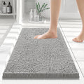 Smiry Luxury Chenille Bathroom Rugs 24x16, Extra Soft and Absorbent Shaggy Bath Mat, Machine Washable, Non-Slip Plush Carpet Runner for Tub, Shower, and Floor, Home Decor Accessories, Light Grey