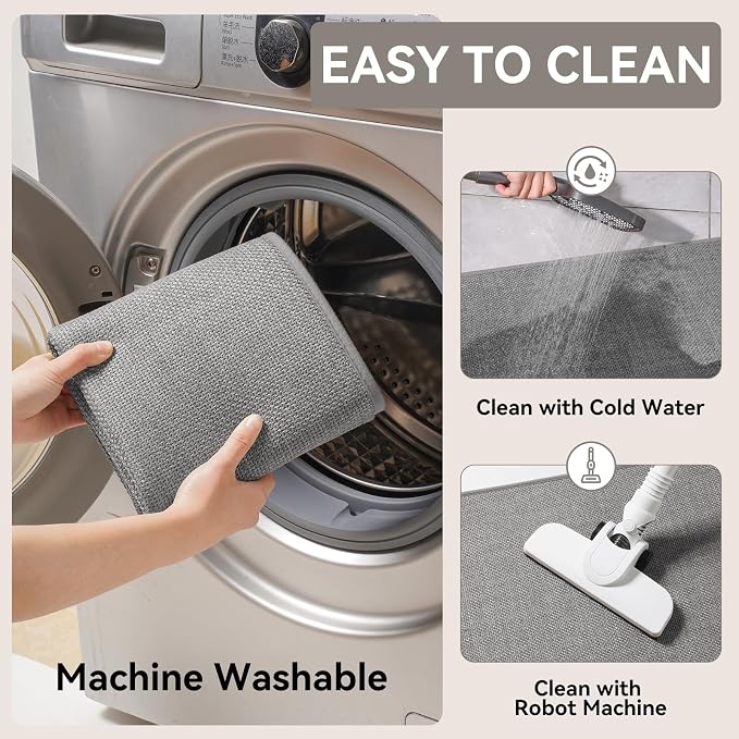 YDKGL Long Kitchen Runner Rugs Non Slip Washable, Linen-Like 0.3" Thick Cushioned Absorbent Kitchen Mats for Floor, Mild Anti-Fatigue Sink Floor Mat Laundry Standing Mat, Easy Clean, Gray 17"x71"