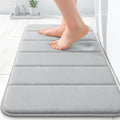 OLANLY Memory Foam Bath Mat 24x16, Super Soft Absorbent Bathroom Rugs, Quick Dry, Machine Washable Shower Floor Rugs, Bathmat Carpet, Bathroom Home Decor Accessories, Light Gray