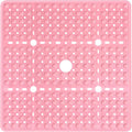Large Square Shower Mat 27 x 27 Inch Pink, Non Slip Shower Bathtub Mats for Inside Shower with Big Suction Cups Drain Holes, Anti Slip Bathroom Floor Shower Stall Mats, Easy Clean, BPA-Free