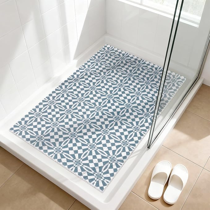 Shower Mat Non Slip - Quick Drying Anti Slip Shower Mats for Inside Shower, Soft PVC Loofah Foot Scrubber Mat, Extra Large Bath Mat for Shower, Tub, Bathroom, Floor, Kitchen, Home, Pool, Hotel