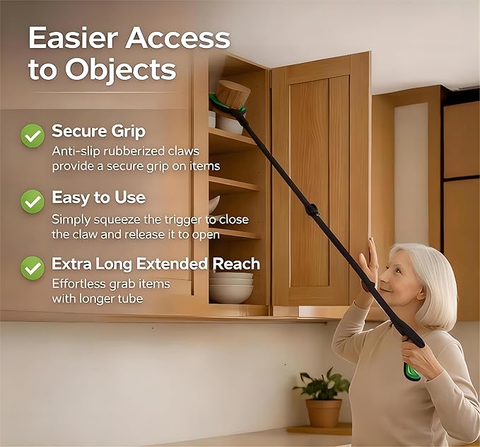 Extra Long Grabber Reacher Tool, 48" Aluminum Foldable Reacher Grabber, Dual Magnetic Tip, 2 in 1 Pickup Grabber w/Shoe Horn, Strong Upper Picker for Elderly, Surgery Recovery, Medical, Trash