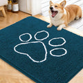 OLANLY Dog Door Mat for Muddy Paws 40x32, Paw Print Design, Absorbs Moisture and Dirt, Absorbent Non-Slip Washable Doormat, Quick Dry Chenille Mud Mat, Entry Indoor Entryway Carpet, Atlantic Blue
