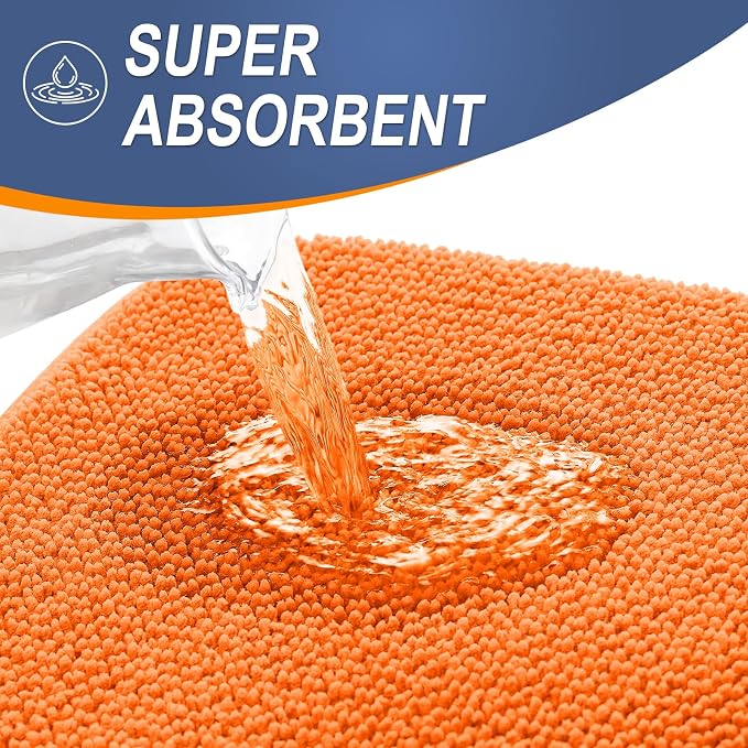 OLANLY Thick Memory Foam Bath Mat Rug 30x20, Extra Soft Absorbent Bathroom Rug, Quick Dry Bath Mats, Non-Slip, Machine Washable Carpet for Bathroom, Tub and Shower, Home Decor Accessories, Orange